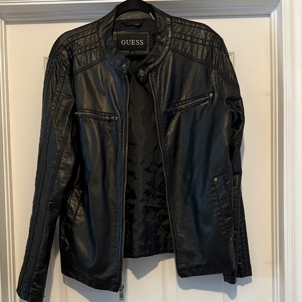 Guess mens leather jacket size small